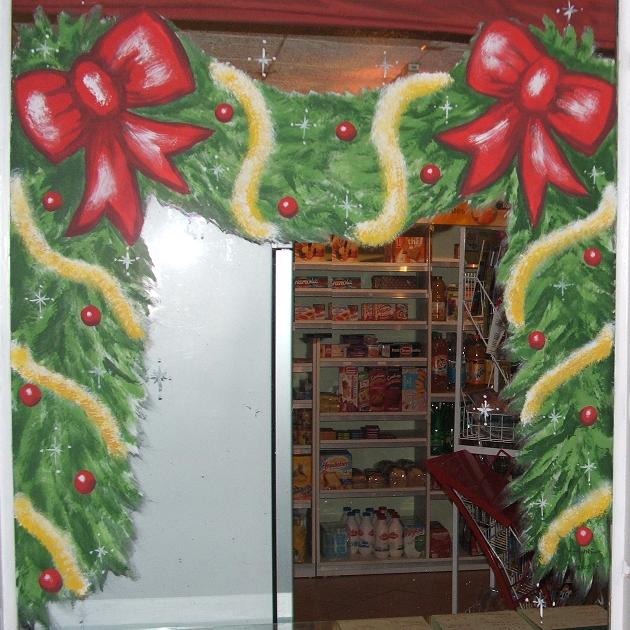 guirlande de noel peinte sur vitres